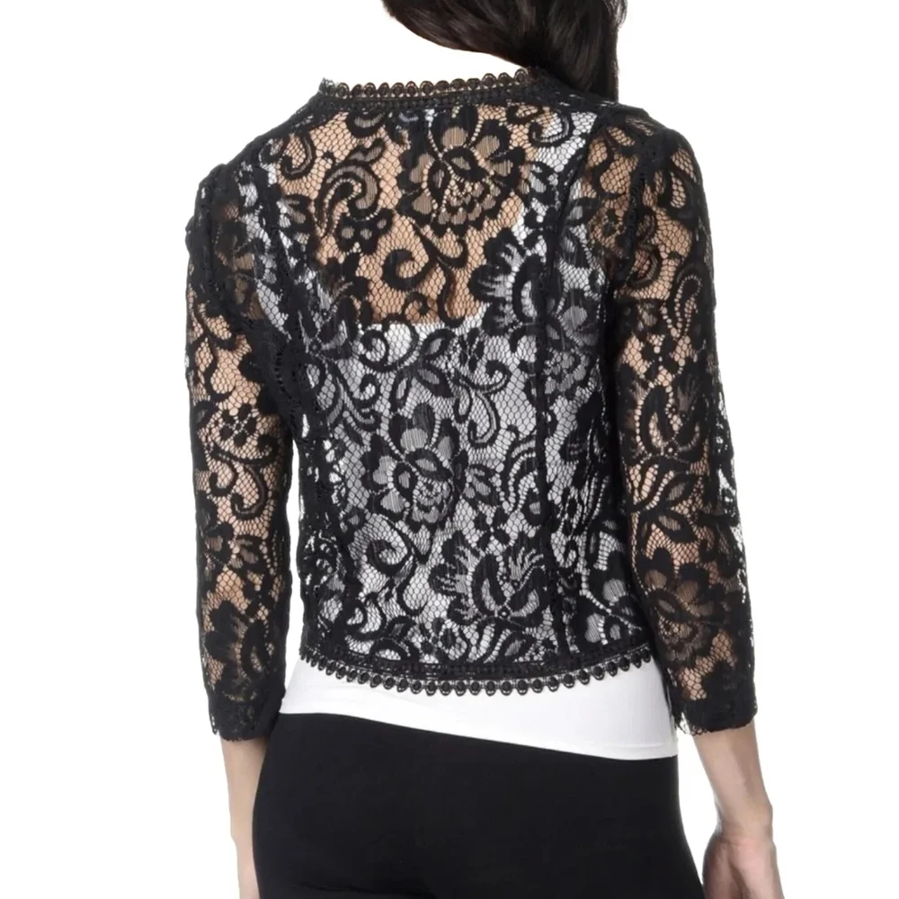 🩵💥 TAHARI Arthur Levine Black Lace Women’s Top - Picture 2 of 6